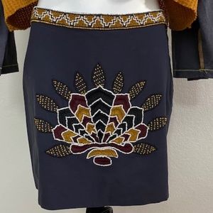 Anthro Pia Pauro Beaded and Embroidered Skirt
